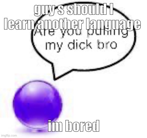 I speak german/english/pa german | guy s should I learn another language; im bored | image tagged in are you pulling my dick bro ball | made w/ Imgflip meme maker