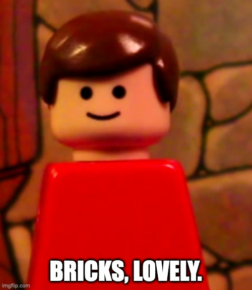 BRICKS, LOVELY. | image tagged in lego man | made w/ Imgflip meme maker