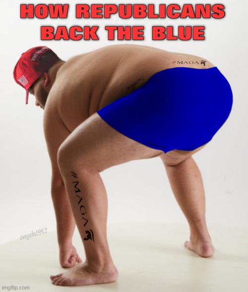 image tagged in maga morons,clown car republicans,tattoos,tramp stamp,back the blue,donald trump is an idiot | made w/ Imgflip meme maker
