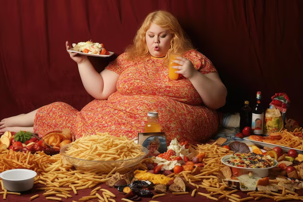 Fat Woman LOTS of Food Blank Meme Template