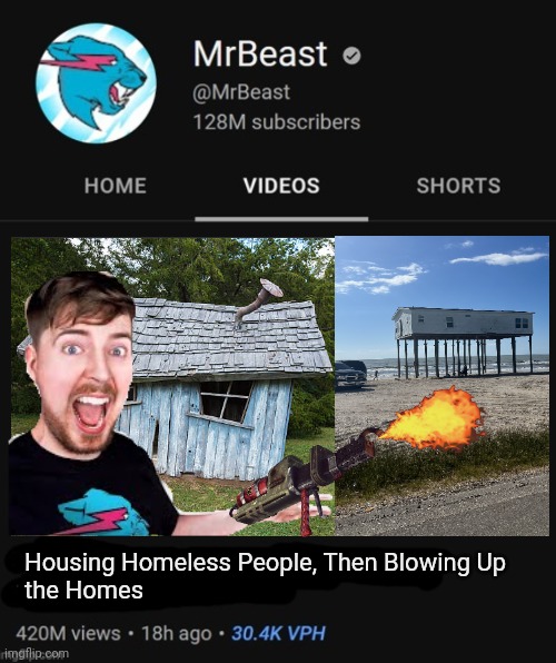 Lol MrBeast | Housing Homeless People, Then Blowing Up 
the Homes | image tagged in mrbeast thumbnail template | made w/ Imgflip meme maker