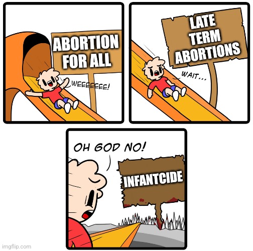 Slippery Slope | LATE TERM ABORTIONS; ABORTION FOR ALL; INFANTCIDE | image tagged in slippery slope | made w/ Imgflip meme maker