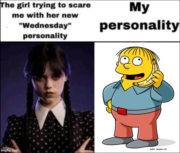 Wednesday | image tagged in wednesday addams,ralph wiggum | made w/ Imgflip meme maker