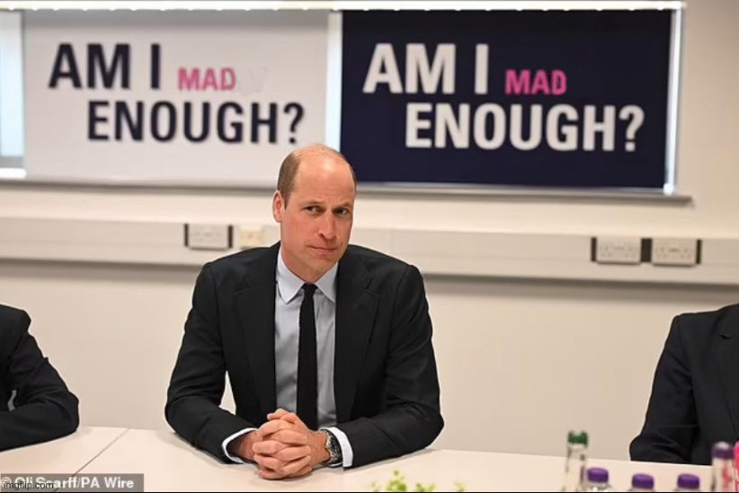 William W 'Am I mad enough?' | image tagged in william,windsor,mad,manly,enough,prince | made w/ Imgflip meme maker