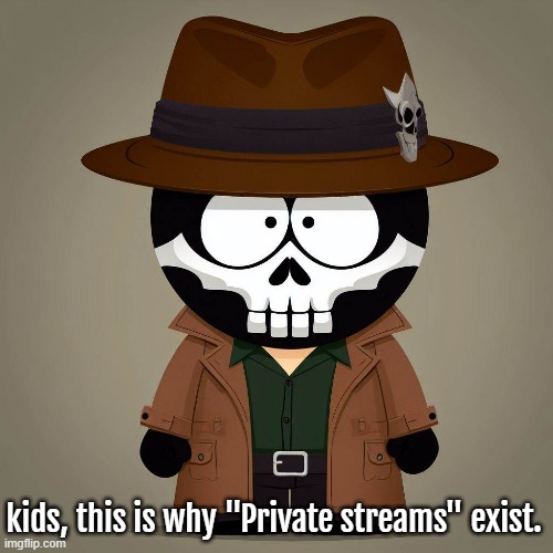 kids, this is why "Private streams" exist. | made w/ Imgflip meme maker