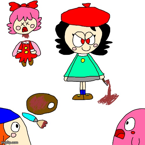 Evil Adeleine is here | image tagged in kirby,fanart,gore,funny,death,parody | made w/ Imgflip meme maker