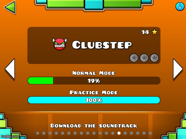 Kind of new GD player, just got this on mobile :) any tips on Clubstep? | image tagged in geometry dash | made w/ Imgflip meme maker