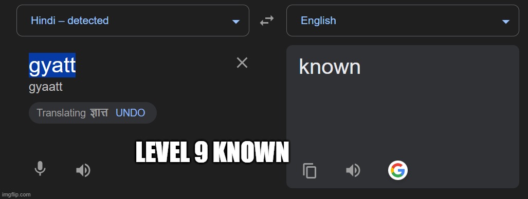 Oh know... | LEVEL 9 KNOWN | image tagged in gyatt,google translate | made w/ Imgflip meme maker