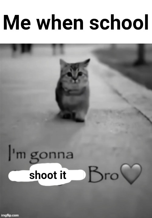 Yeet | Me when school; shoot it | image tagged in i'm gonna touch you bro | made w/ Imgflip meme maker