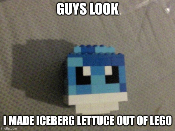 @iceburg might like this | GUYS LOOK; I MADE ICEBERG LETTUCE OUT OF LEGO | image tagged in lego,legos,pvz,pvz2,plants vs zombies,plants vs zombies 2 | made w/ Imgflip meme maker