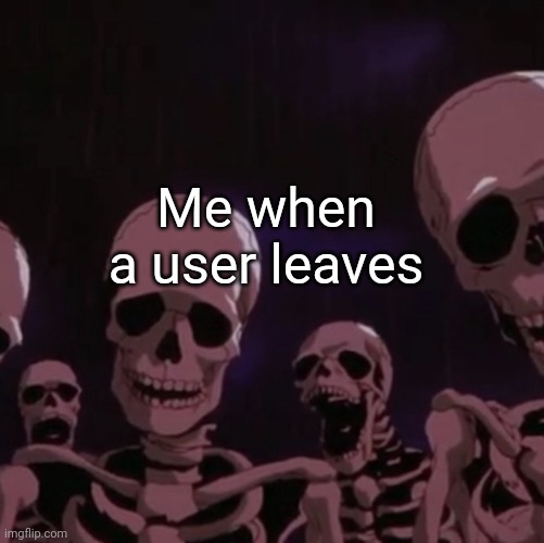 It's always sad when a soldier goes. | Me when a user leaves | image tagged in roasting skeletons | made w/ Imgflip meme maker