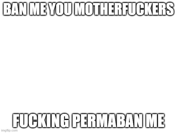 BAN ME YOU MOTHERFUCKERS; FUCKING PERMABAN ME | made w/ Imgflip meme maker