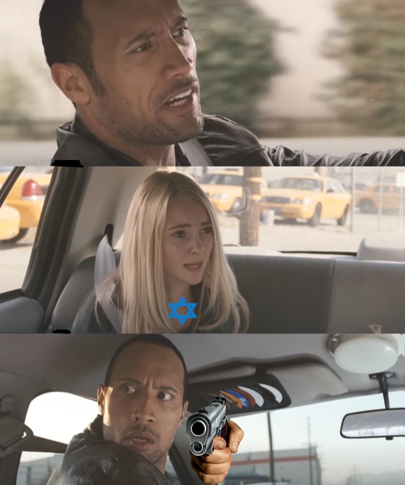 The Rock Driving Jew Gun Blank Meme Template