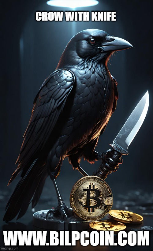 CROW WITH KNIFE; WWW.BILPCOIN.COM | made w/ Imgflip meme maker