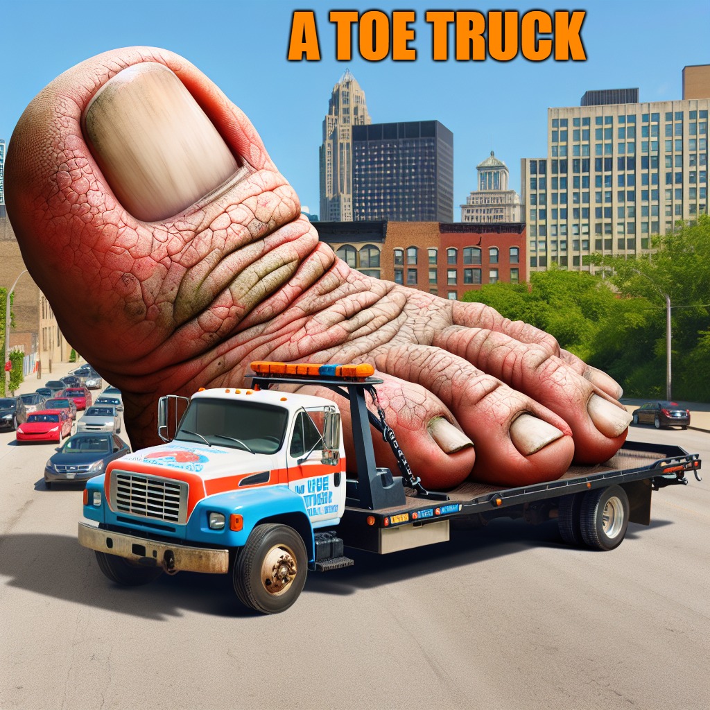 toe truck | A TOE TRUCK | image tagged in toe truck,kewlew | made w/ Imgflip meme maker