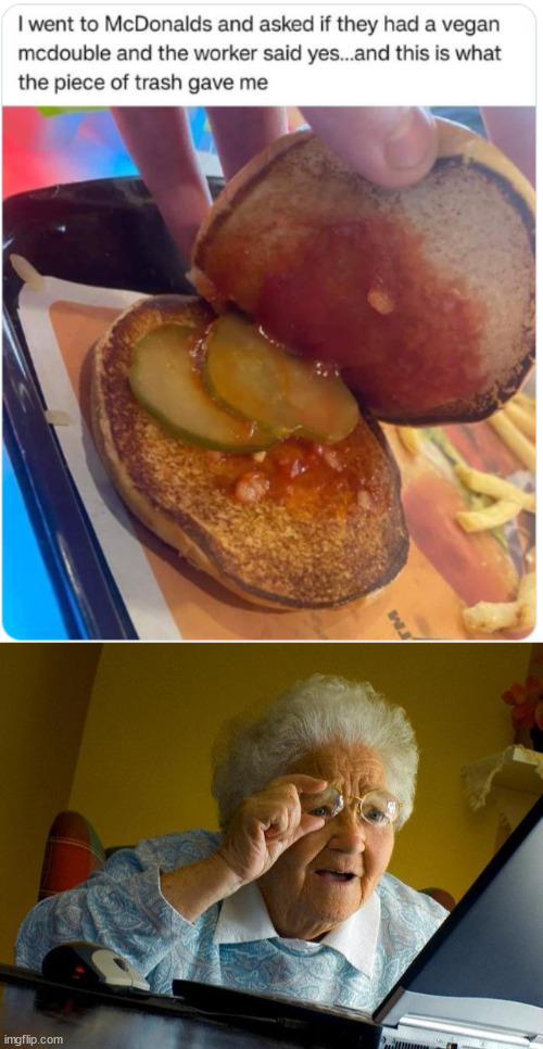 Vegan mcdouble | image tagged in memes,vegan,mcdouble | made w/ Imgflip meme maker