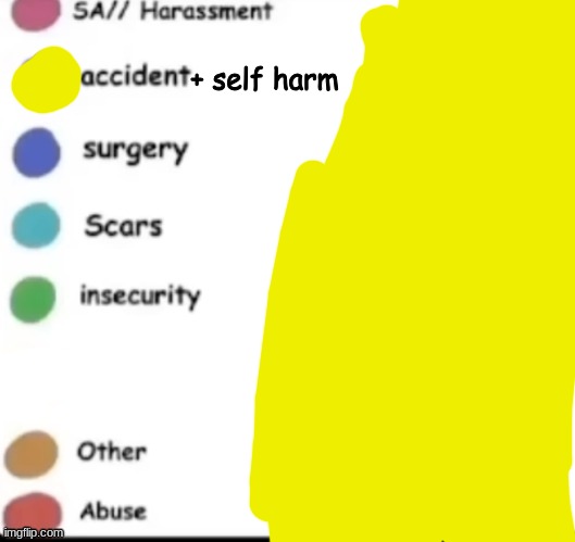 I'm a accident | + self harm | image tagged in make your own | made w/ Imgflip meme maker