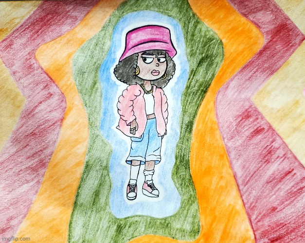 Bratty hip hop girl drawing | image tagged in drawing,art,hip hop,90s,rap,attitude | made w/ Imgflip meme maker