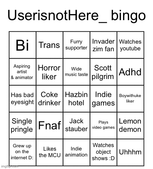 High Quality Userisnothere bingo Blank Meme Template