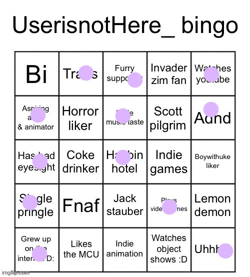 No bingo... | image tagged in userisnothere bingo | made w/ Imgflip meme maker