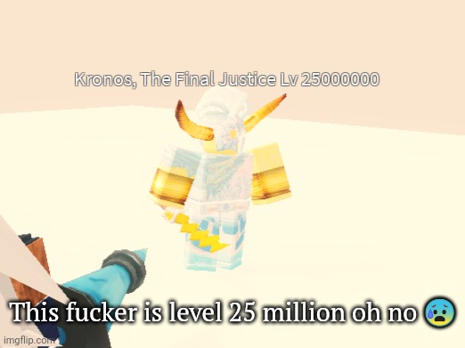 BLUD ALMOST INSTAKILLED ME WHAAA- | This fucker is level 25 million oh no 😰 | image tagged in shadovis rpg | made w/ Imgflip meme maker