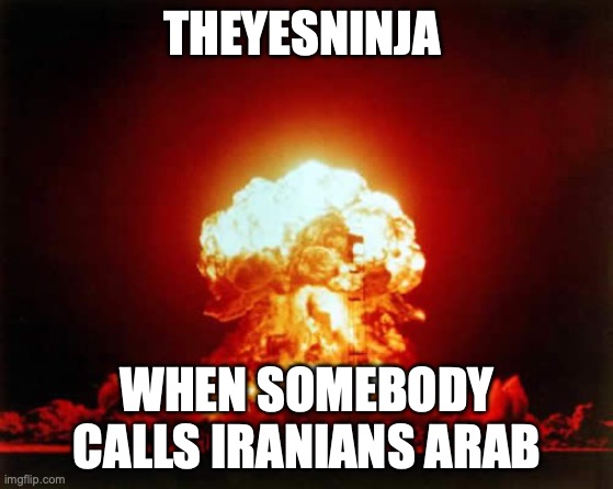 Nuclear Explosion Meme | THEYESNINJA; WHEN SOMEBODY CALLS IRANIANS ARAB | image tagged in memes,nuclear explosion | made w/ Imgflip meme maker