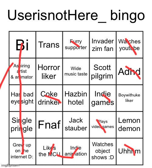 Bingo! | image tagged in userisnothere bingo | made w/ Imgflip meme maker