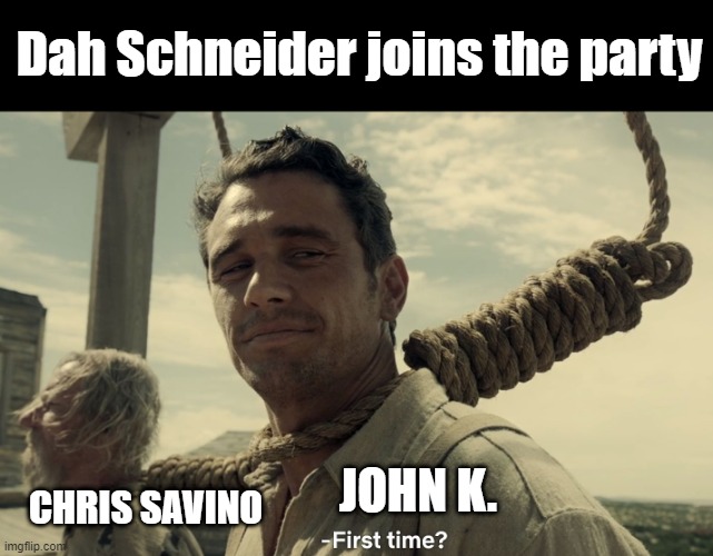 Welcome to the creep club | Dah Schneider joins the party; JOHN K. CHRIS SAVINO | image tagged in first time,john k,dan schneider,john kricfalusi,chris savino,nickelodeon | made w/ Imgflip meme maker