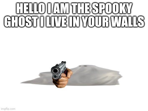 Boo | HELLO I AM THE SPOOKY GHOST I LIVE IN YOUR WALLS | image tagged in e | made w/ Imgflip meme maker