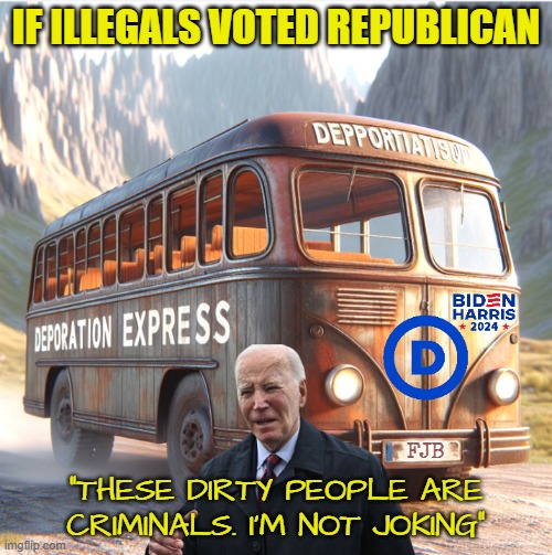 If immigrants voted Republican | IF ILLEGALS VOTED REPUBLICAN; FJB; "THESE DIRTY PEOPLE ARE CRIMINALS. I'M NOT JOKING" | image tagged in illegal immigration,voter fraud,immigration,deportation,fjb,government corruption | made w/ Imgflip meme maker