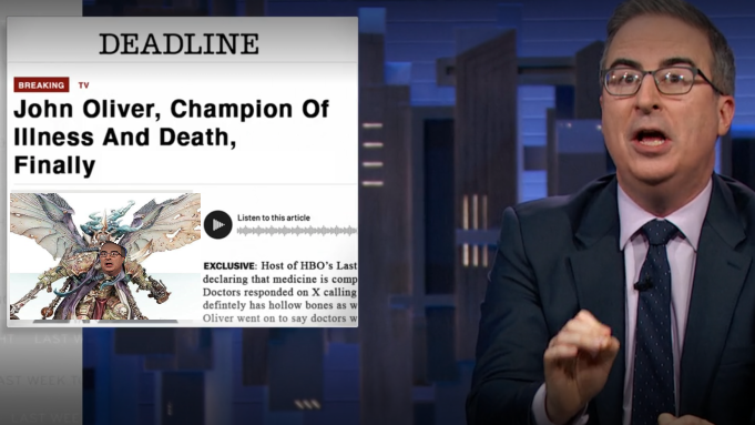 John Oliver Champion of Illness and Death. Blank Meme Template