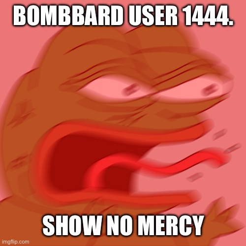 DESTROY THAT MOTHERFUCKER | BOMBBARD USER 1444. SHOW NO MERCY | image tagged in rage pepe | made w/ Imgflip meme maker