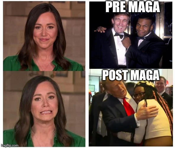 "Maga" translated- "Pandering to racists for politics" | PRE MAGA; POST MAGA | image tagged in dissapointed white woman,funny,donald trump | made w/ Imgflip meme maker