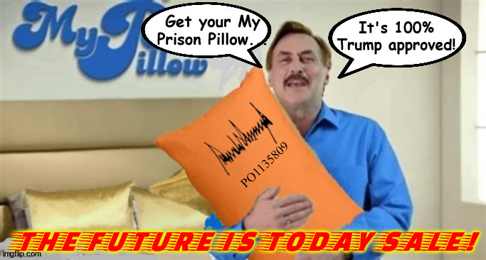 My Pillow Early Bird Sale | THE FUTURE IS TODAY SALE! | image tagged in mike lindell,my pillow,trump autograph,prison pillow,po1135809,trump endorsed | made w/ Imgflip meme maker