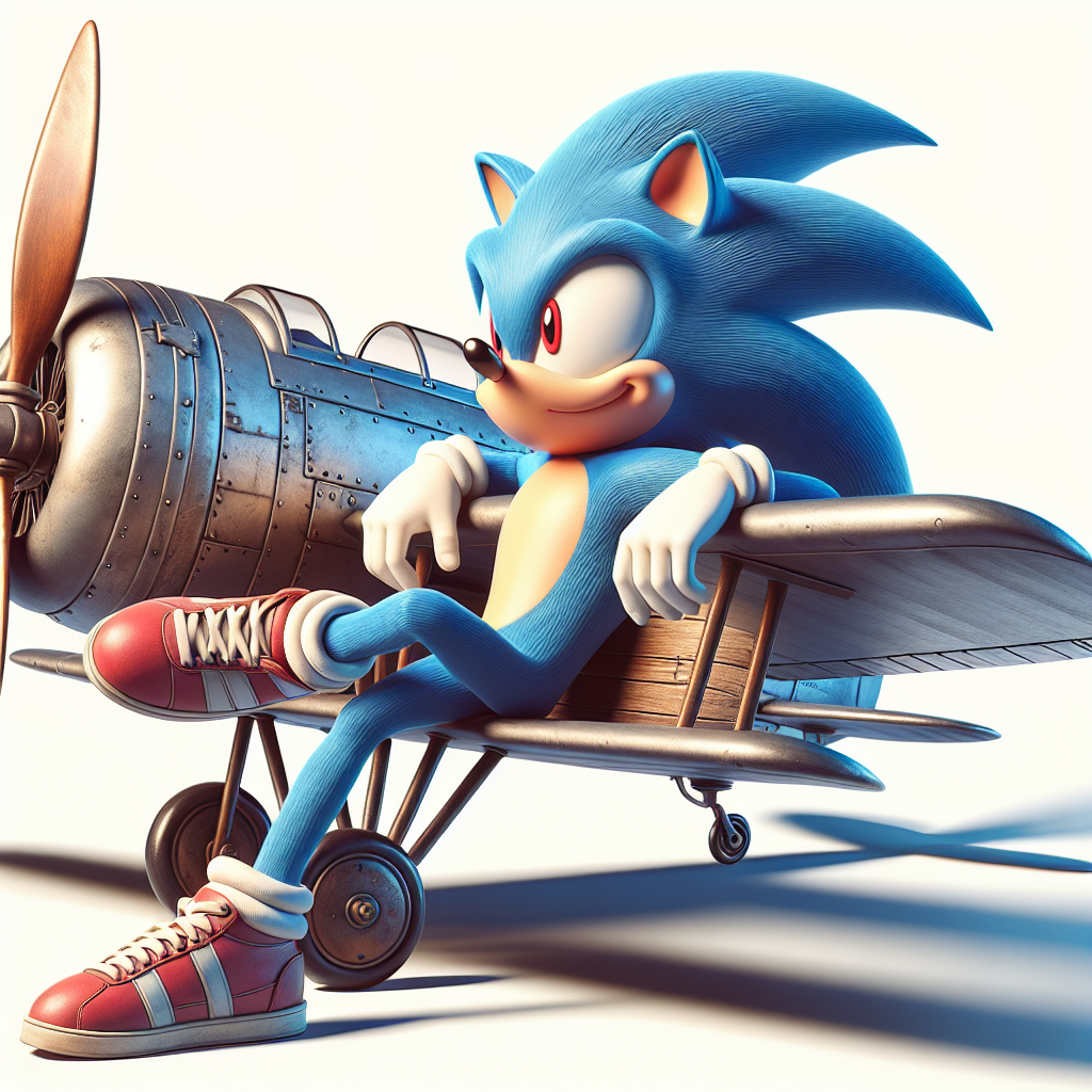 High Quality sonic sitting on a plane Blank Meme Template