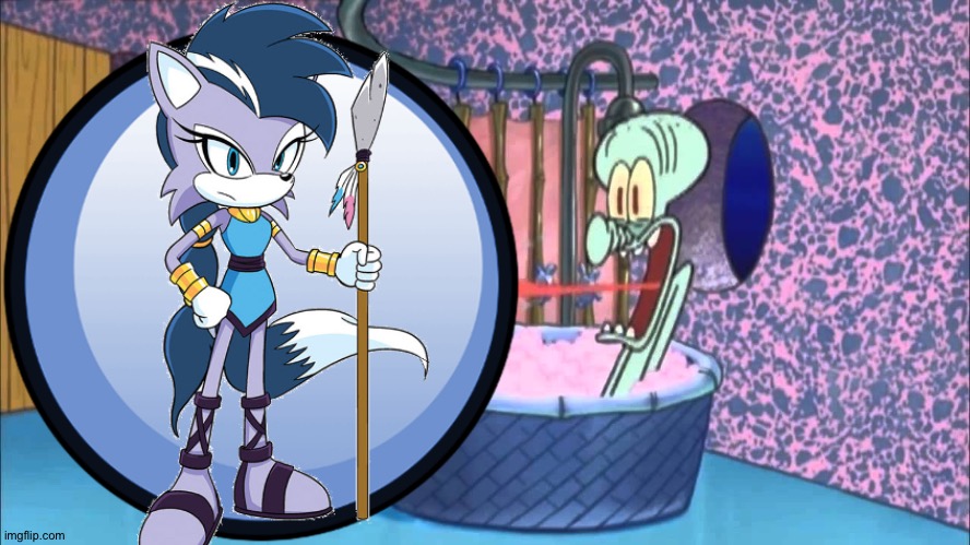 Lupe the wolf drops by Squidward's house | image tagged in who dropped by squidward's house,sonic the hedgehog | made w/ Imgflip meme maker