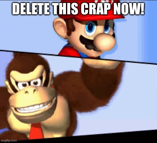 To haters | DELETE THIS CRAP NOW! | image tagged in mario and donkey kong | made w/ Imgflip meme maker