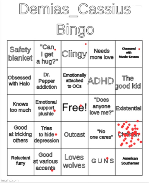 Demias_Cassius bingo | image tagged in demias_cassius bingo | made w/ Imgflip meme maker