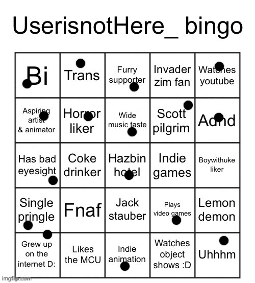:] | image tagged in userisnothere bingo | made w/ Imgflip meme maker
