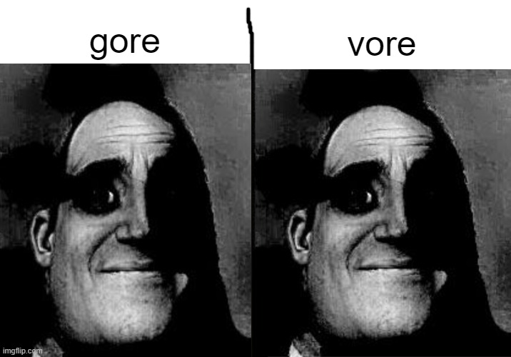 gore; vore | image tagged in blank white template,traumatized mr incredible | made w/ Imgflip meme maker