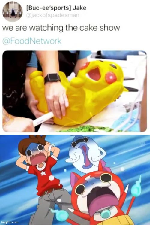 Holy Pika! That poor Pikachu! | image tagged in pikachu,cake | made w/ Imgflip meme maker