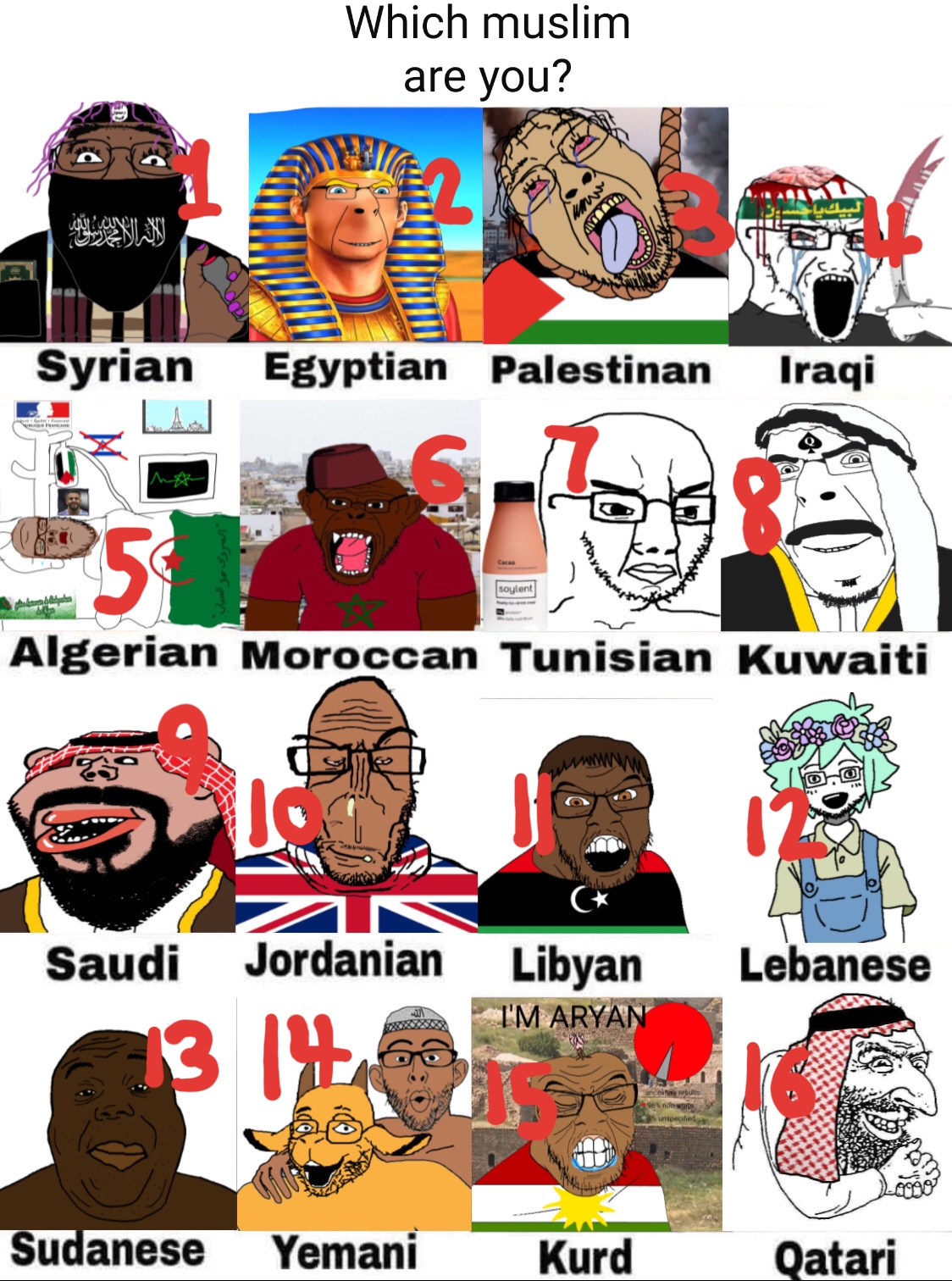 Which muslim Arabic are you? soyjak Blank Meme Template