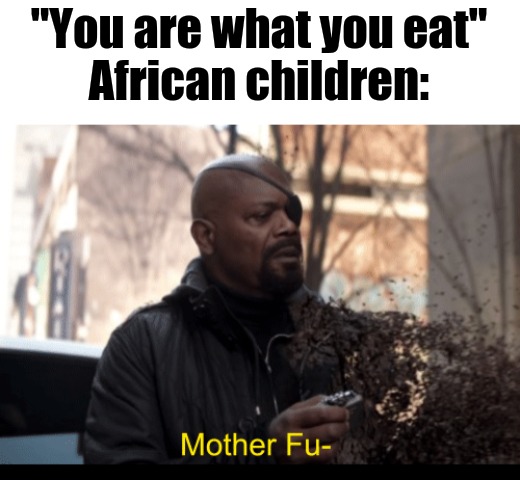 Gone | "You are what you eat"
African children: | image tagged in africa | made w/ Imgflip meme maker