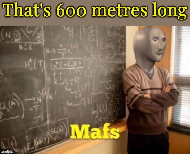 Mafs | That's 600 metres long | image tagged in mafs | made w/ Imgflip meme maker