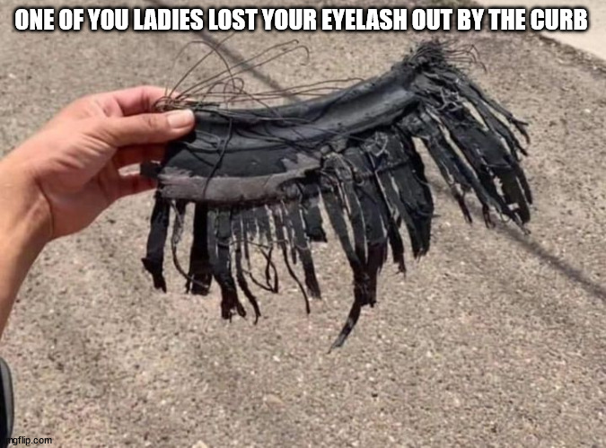 eyelash | ONE OF YOU LADIES LOST YOUR EYELASH OUT BY THE CURB | image tagged in eyes | made w/ Imgflip meme maker