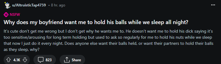Why does my boyfriend want me to hold his balls while we sleep a Blank Meme Template