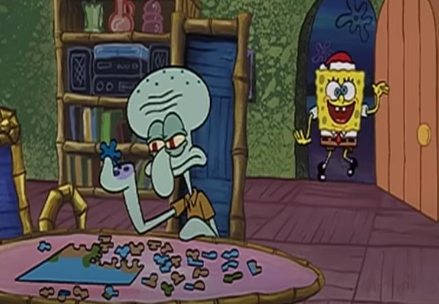 spongebob enters squidward's house Blank Meme Template