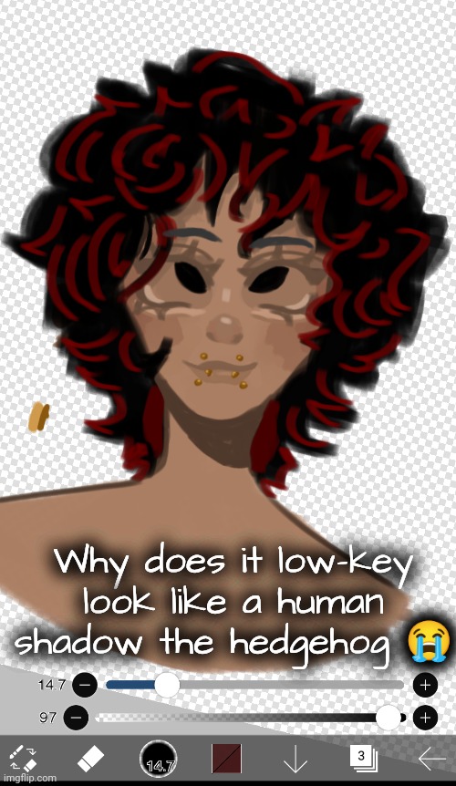 Its the red hair | Why does it low-key look like a human shadow the hedgehog 😭 | made w/ Imgflip meme maker