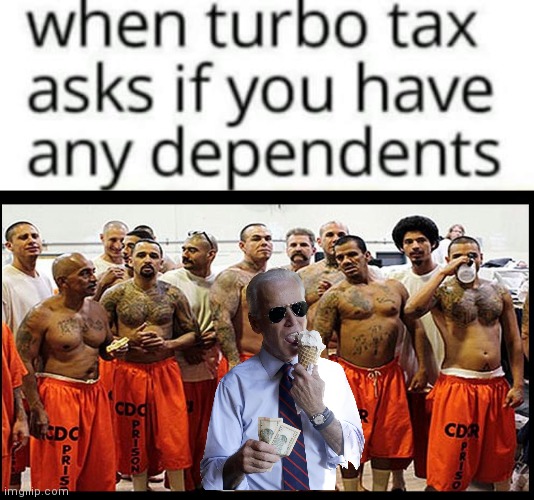 Tax time your dependants | image tagged in illegal aliens for real,joe biden | made w/ Imgflip meme maker