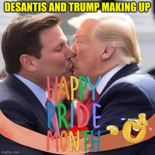Ron and Don back on good terms | DESANTIS AND TRUMP MAKING UP | image tagged in donald trump and ron desantis celebrate gay pride month | made w/ Imgflip meme maker